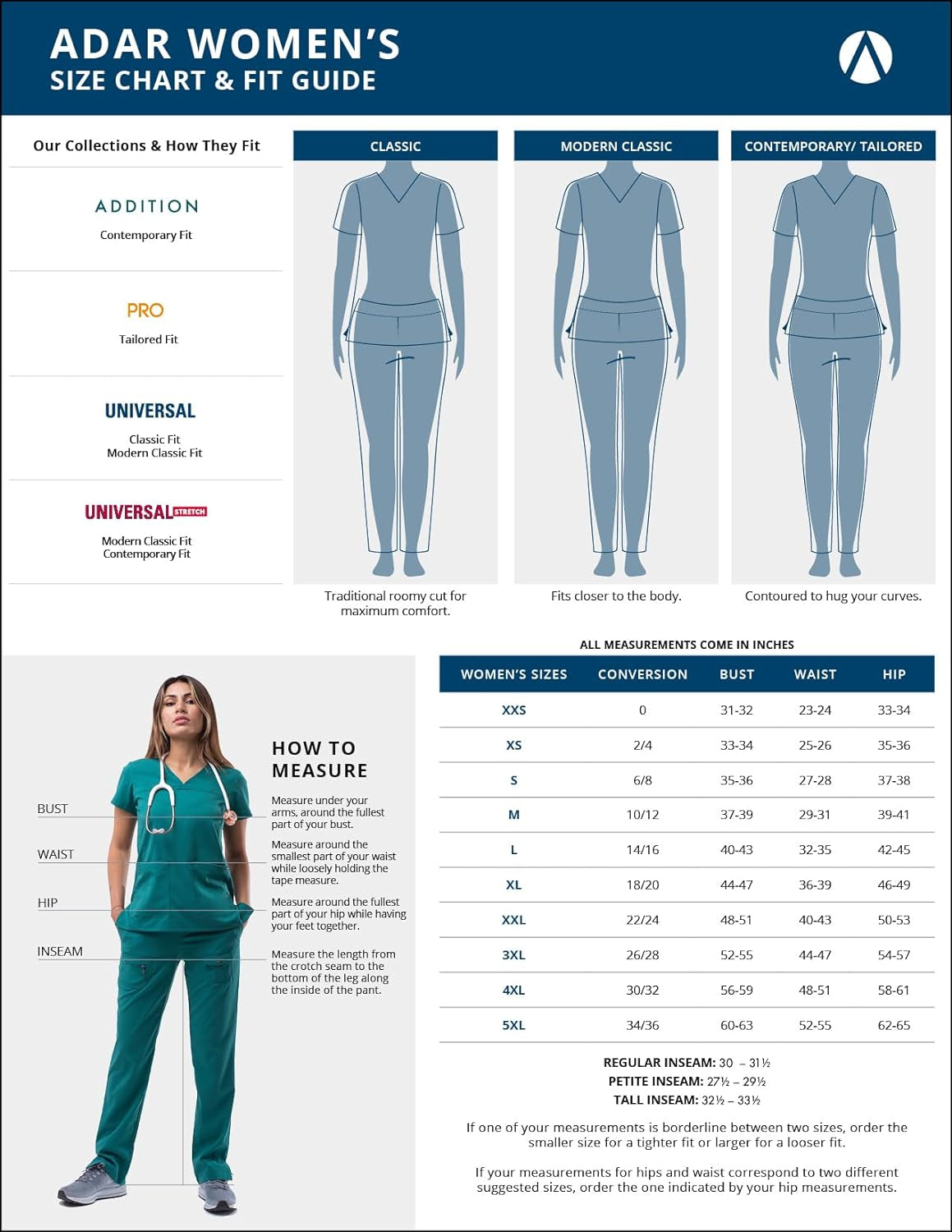 Adar Underscrubs for Women 2 Pack - Long Sleeve Underscrub Comfort Tee